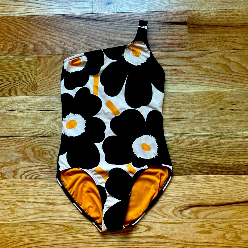 Marimekko by Adidas one shoulder big flowered swimsuit